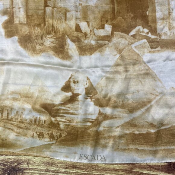 Escada Egyptian Pyramid Scarf 70"x33" Egypt Sphinx Pharoah - Picture 3 of 6